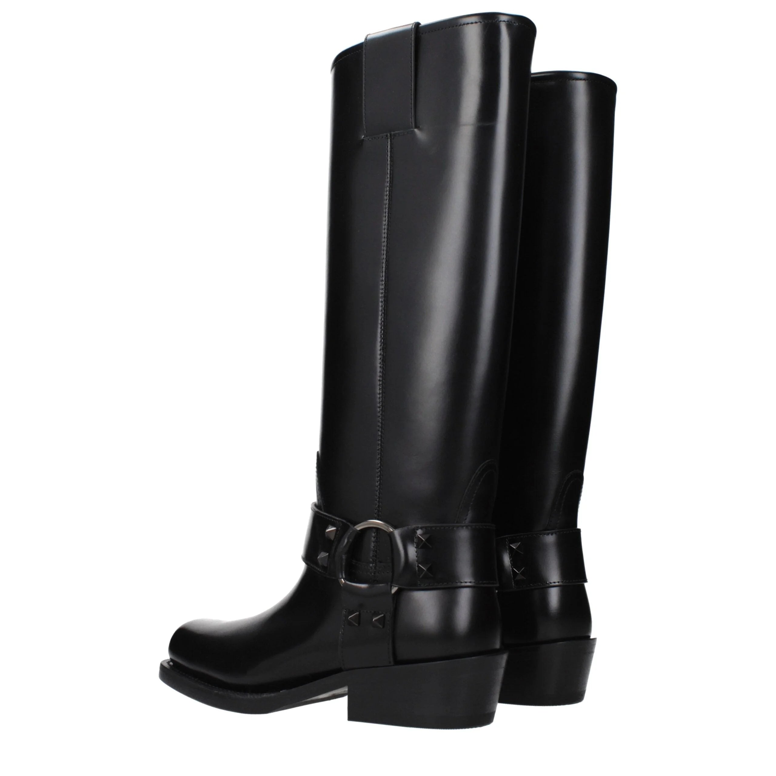 Bottines en cuir noir Valentino Garavani