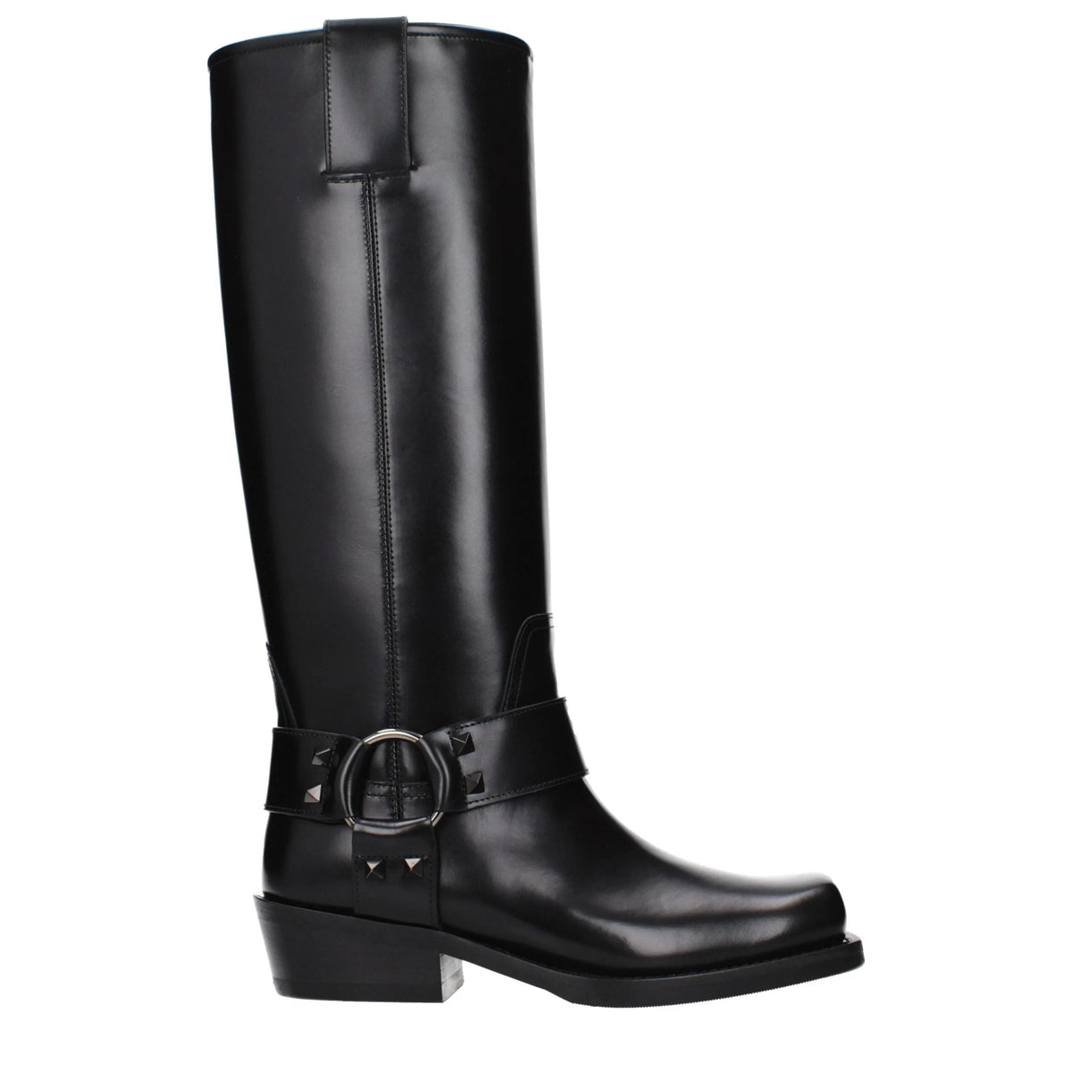 Bottines en cuir noir Valentino Garavani