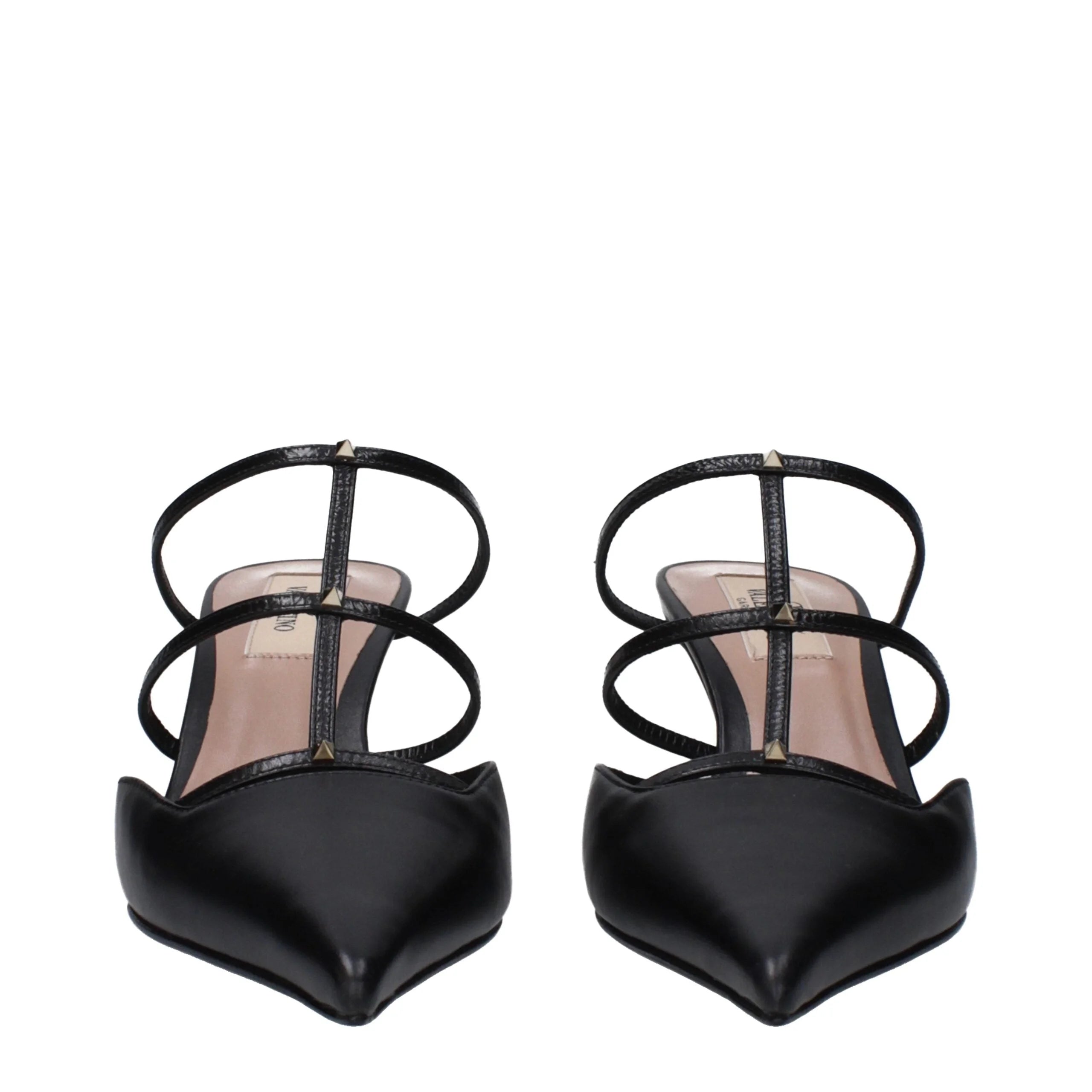 Valentino Garavani Black Leather Flat Sandals - EU36/US6