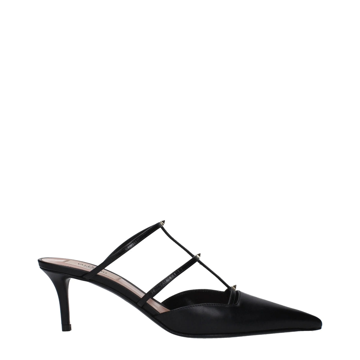 Valentino Garavani Black Leather Flat Sandals - EU36/US6