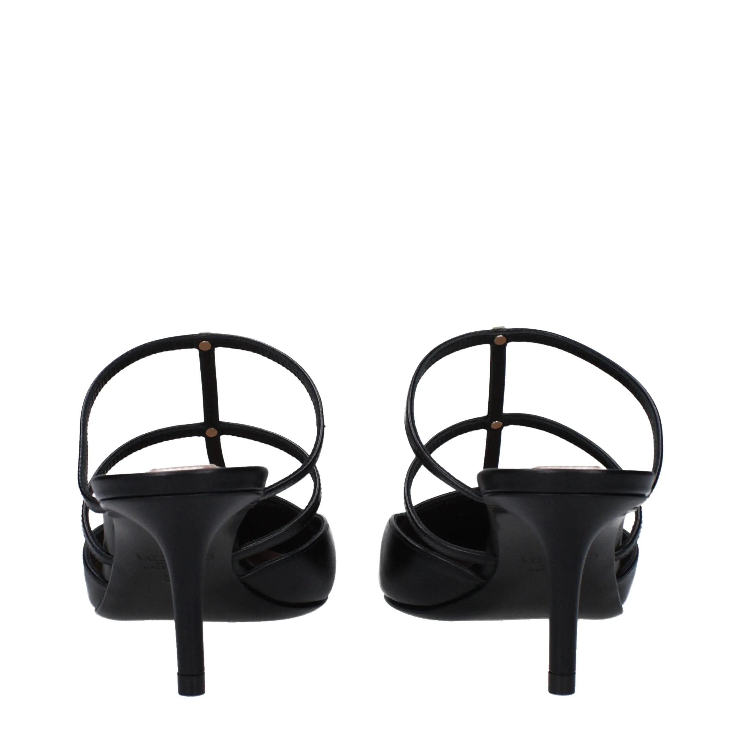 Valentino Garavani Black Leather Flat Sandals - EU36/US6