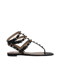 Valentino Garavani Black Leather Flip-Flop Sandals - EU36.5/US6.5
