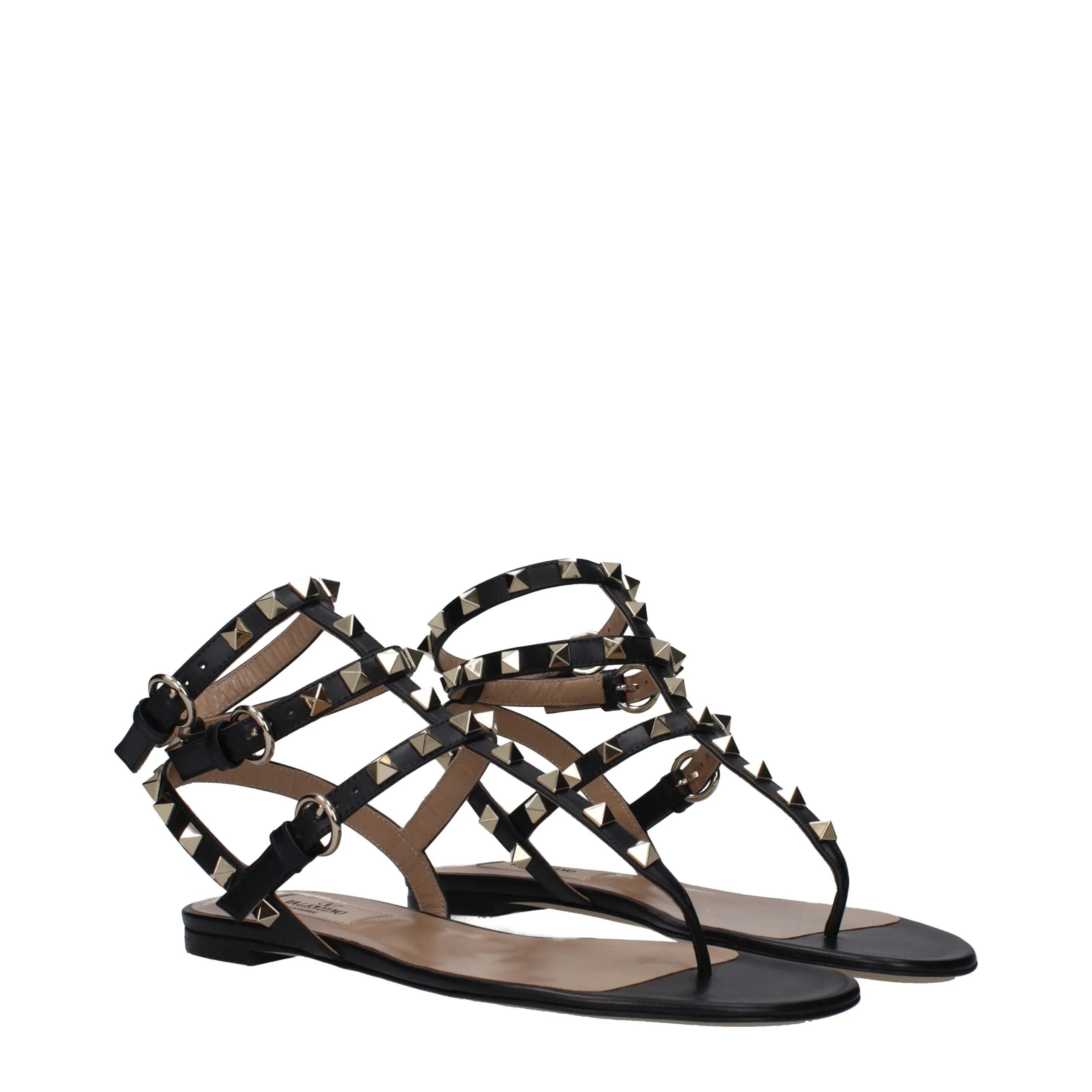 Valentino Garavani Black Leather Flip-Flop Sandals - EU36.5/US6.5