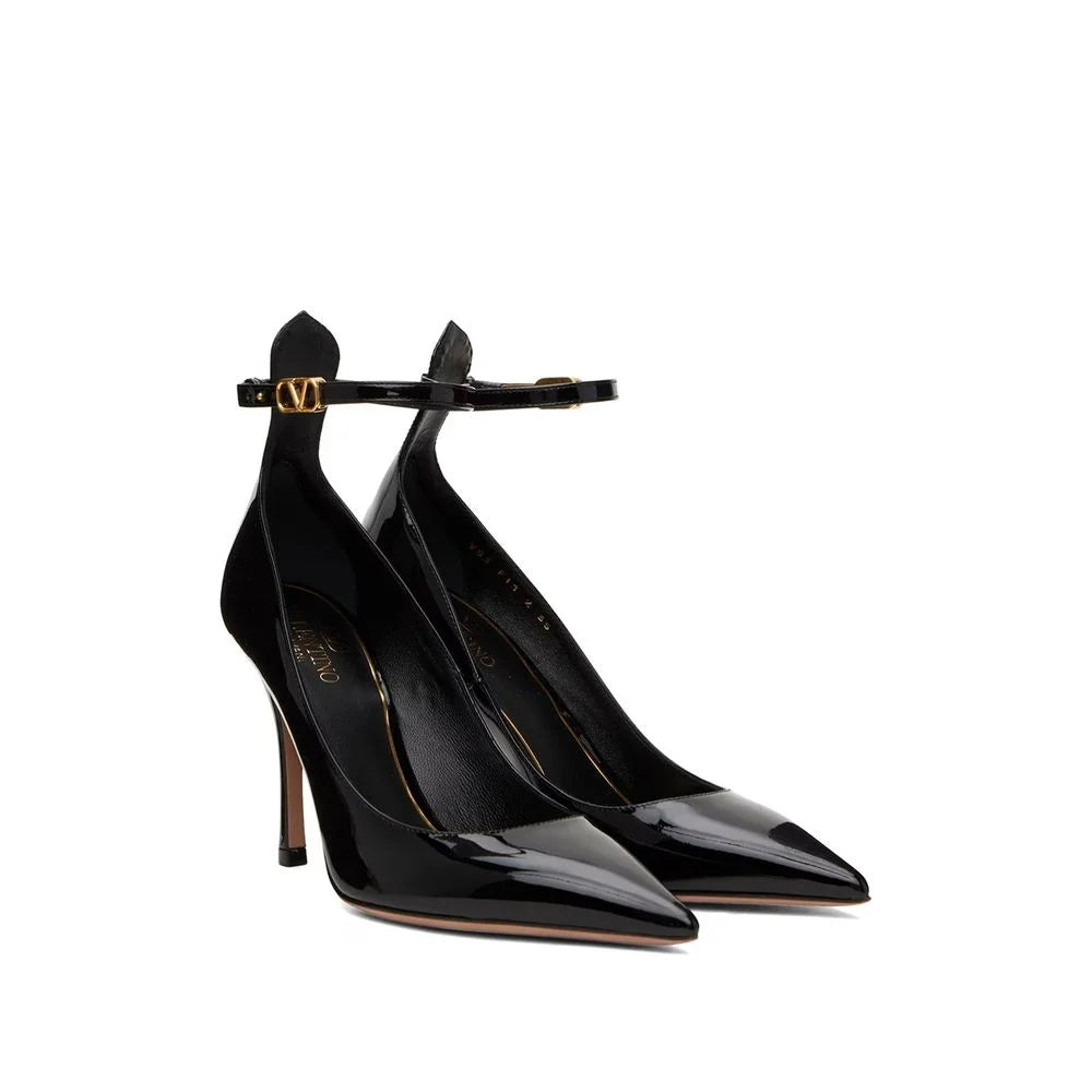Valentino Garavani Black Leather High Heel Pumps - EU38/US8