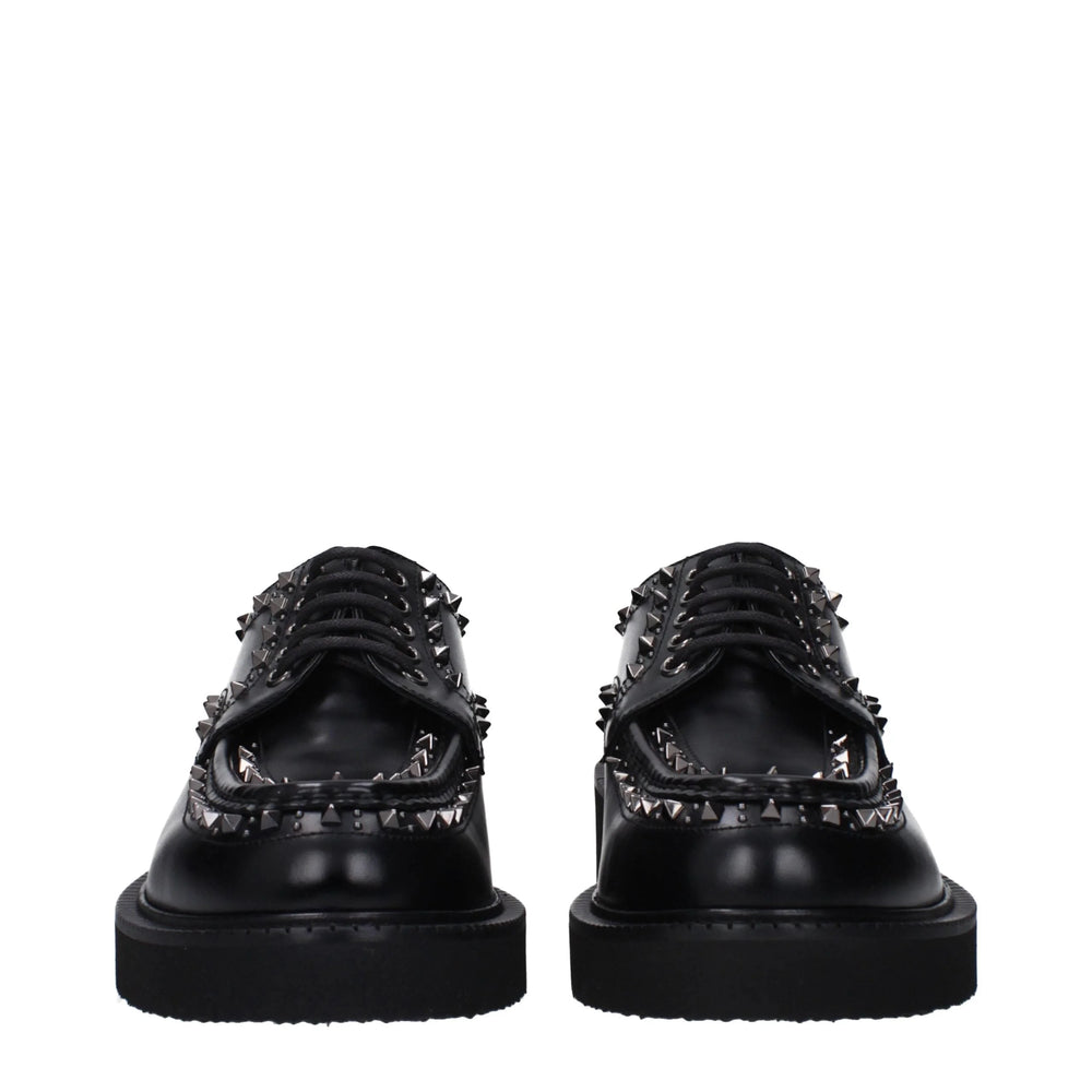 Valentino Garavani Black Leather Oxfords And Derbies