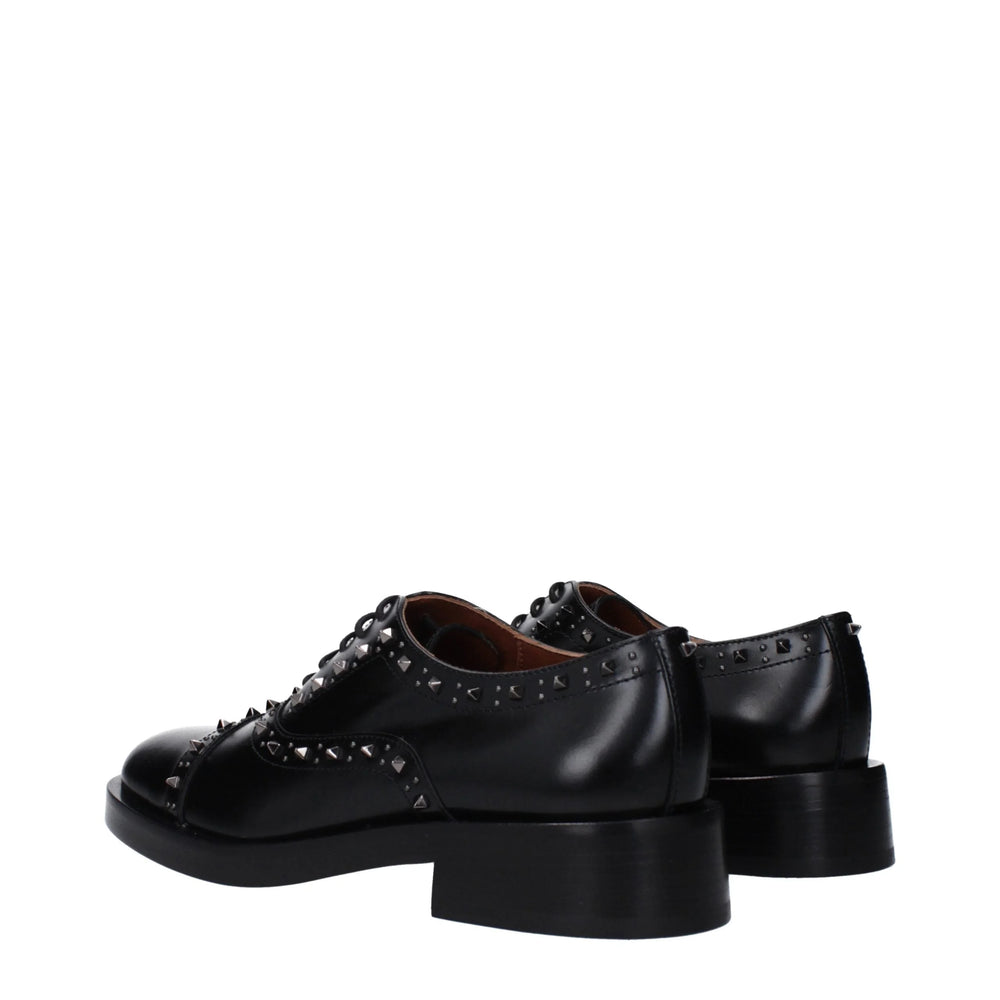 Valentino Garavani Black Leather Oxfords And Derbies - EU38/US8