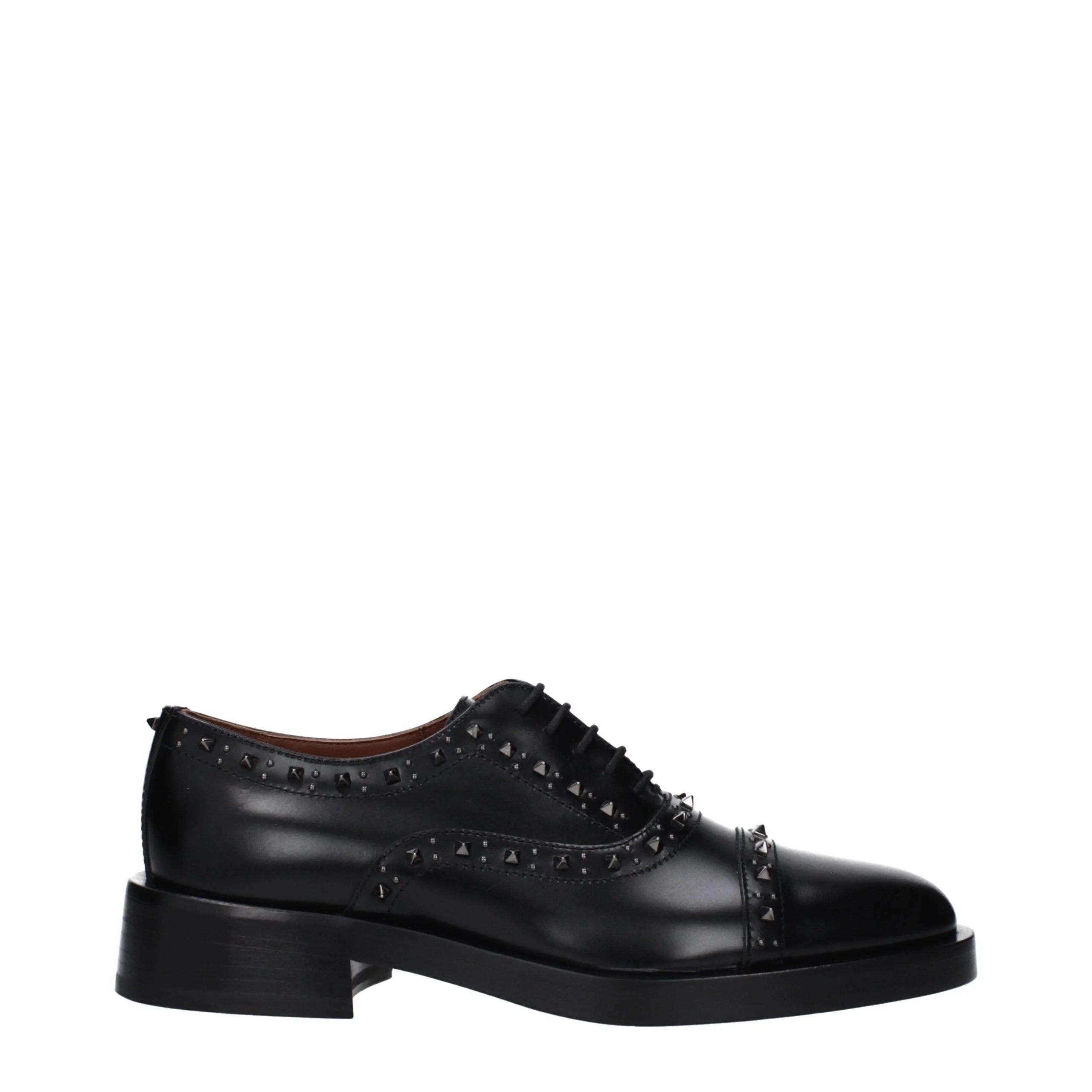 Valentino Garavani Black Leather Oxfords And Derbies - EU38/US8
