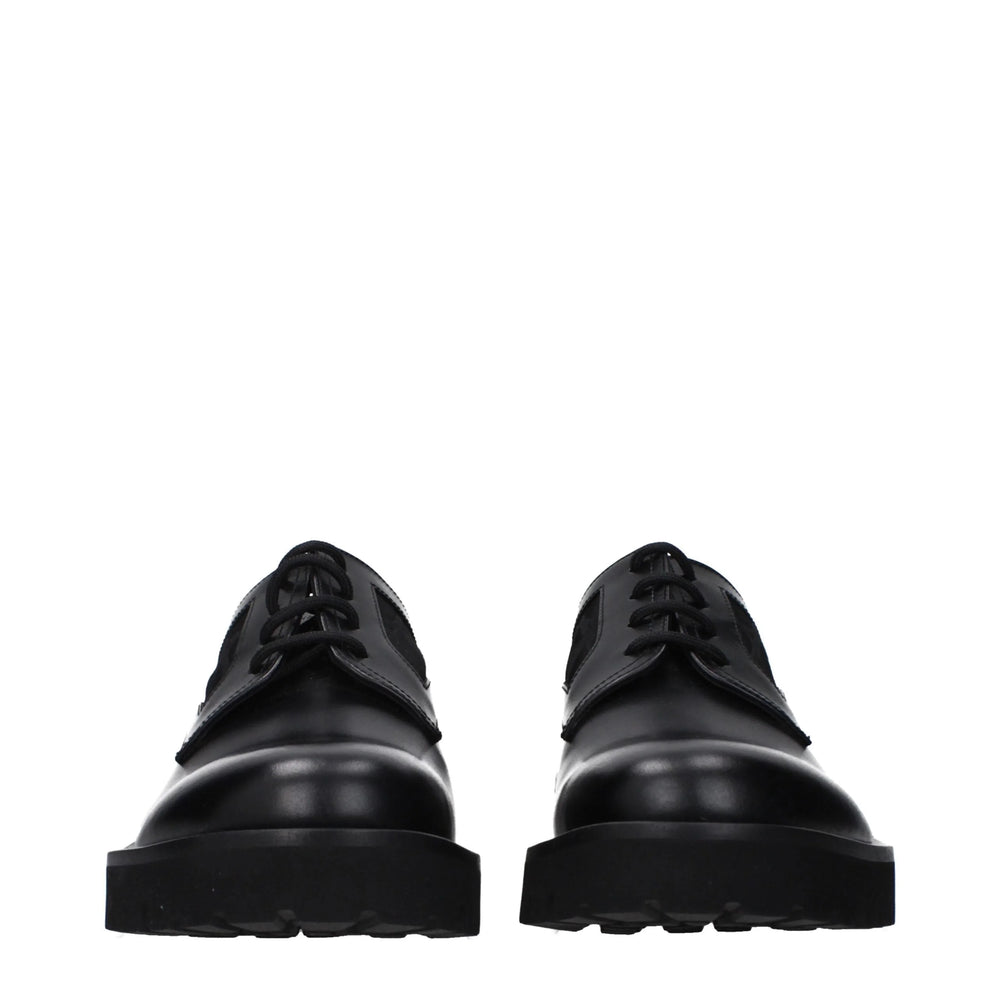 Valentino Garavani Black Leather Oxfords And Derbies - EU40/US7