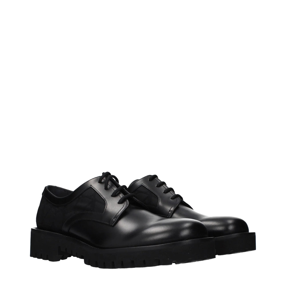 Valentino Garavani Black Leather Oxfords And Derbies - EU40/US7
