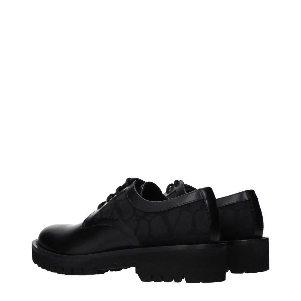Valentino Garavani Black Leather Oxfords And Derbies - EU40/US7