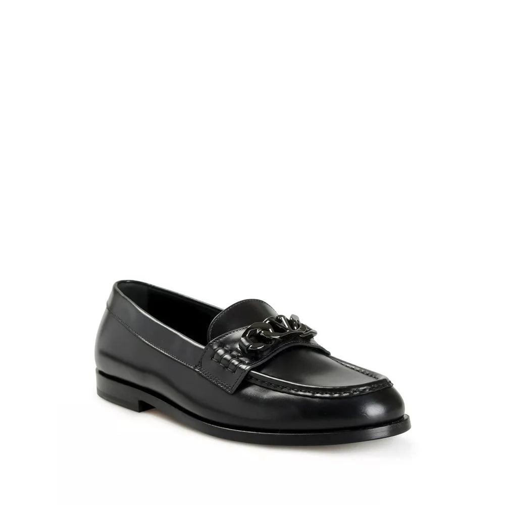 Valentino Garavani Black Leather Slip-On Loafers