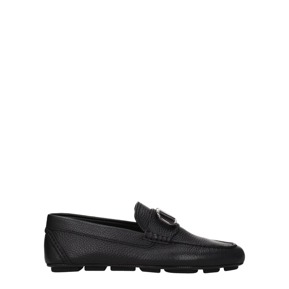 Valentino Garavani Black Leather Slip-On Loafers