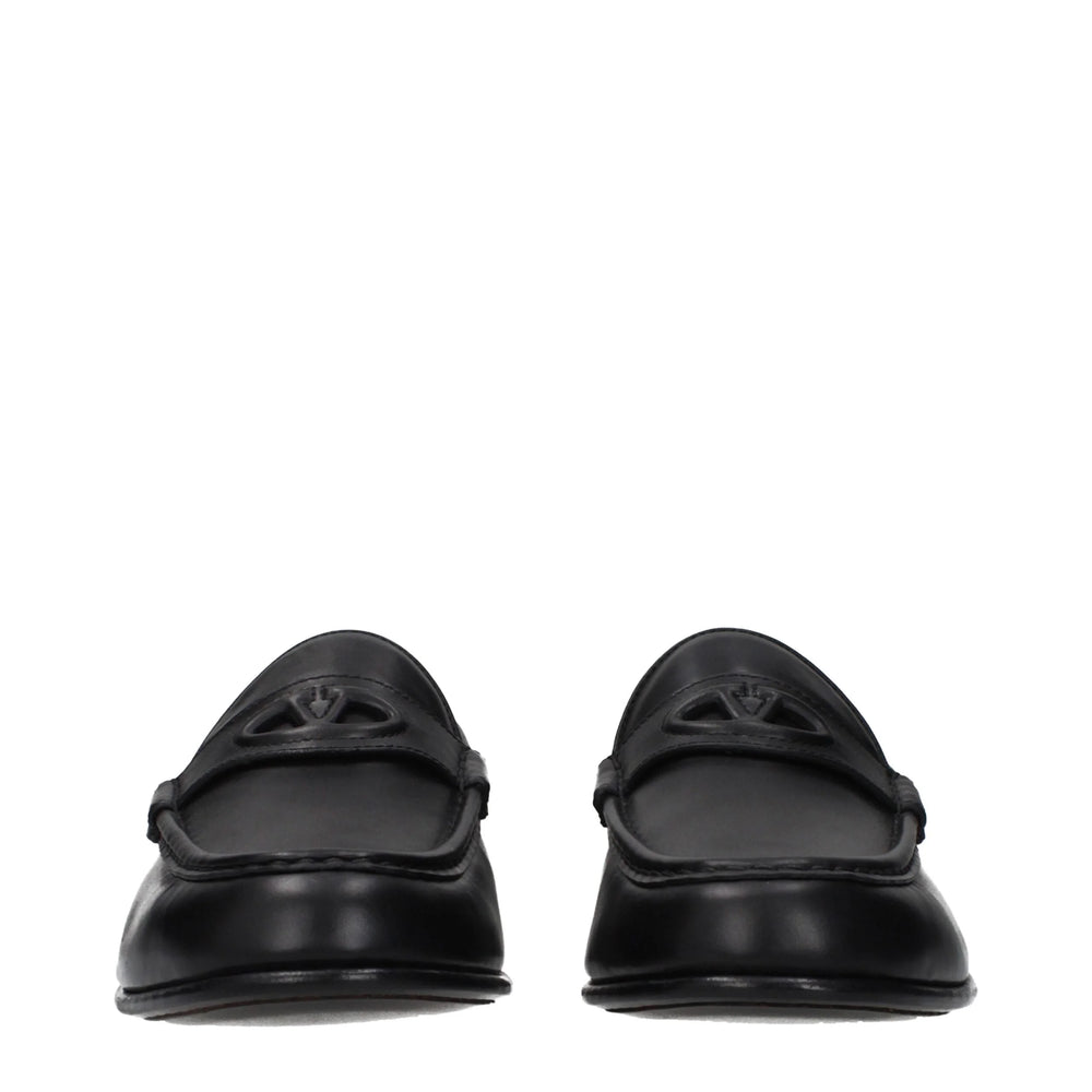 Valentino Garavani Black Leather Slip-On Loafers