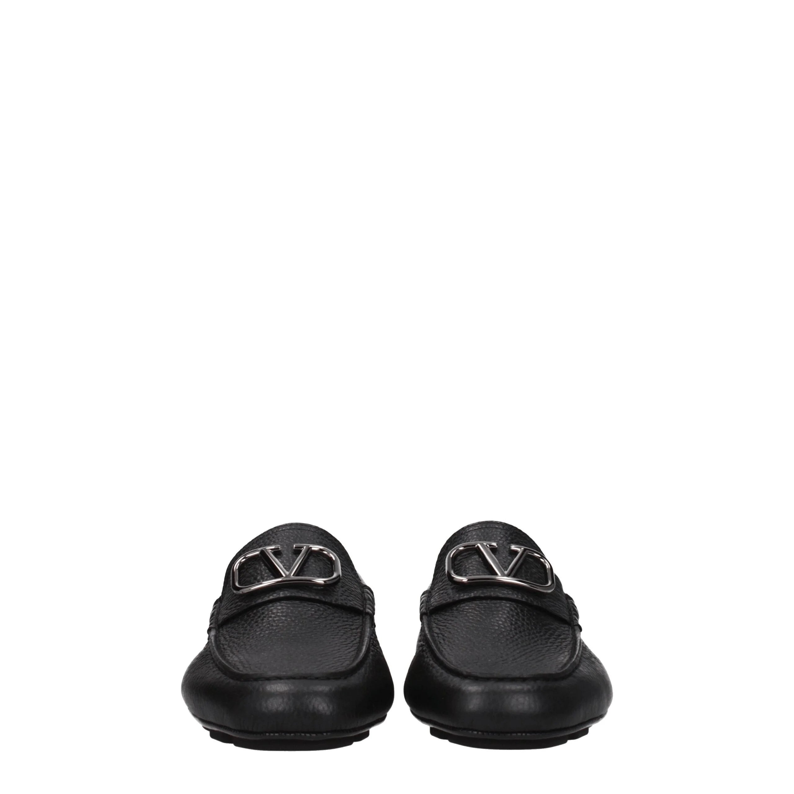 Valentino Garavani Black Leather Slip-On Loafers