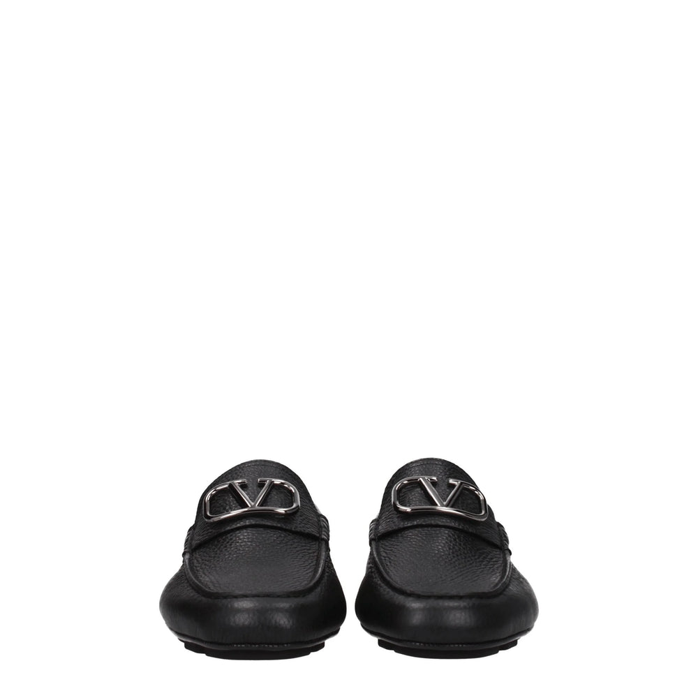 Valentino Garavani Black Leather Slip-On Loafers