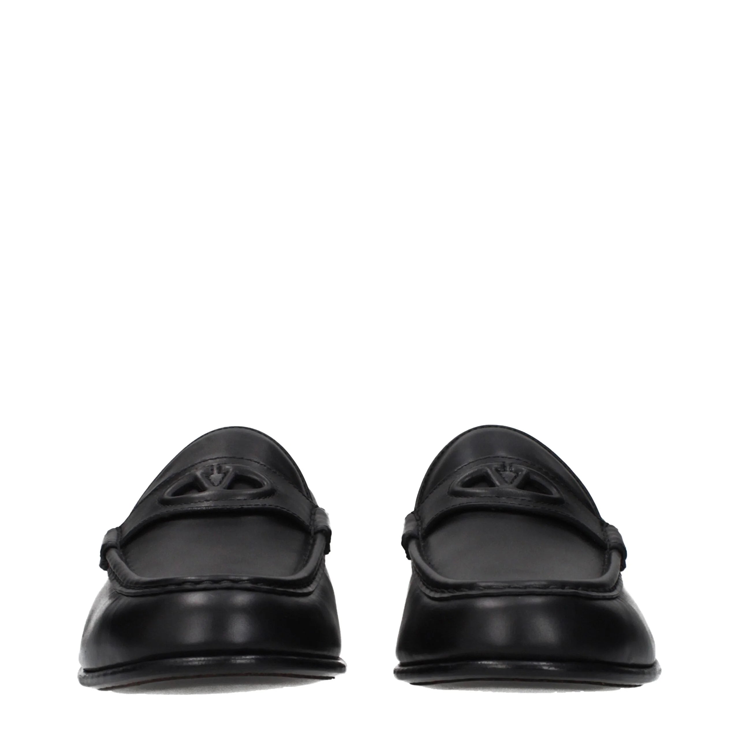 Valentino Garavani Black Leather Slip-On Loafers