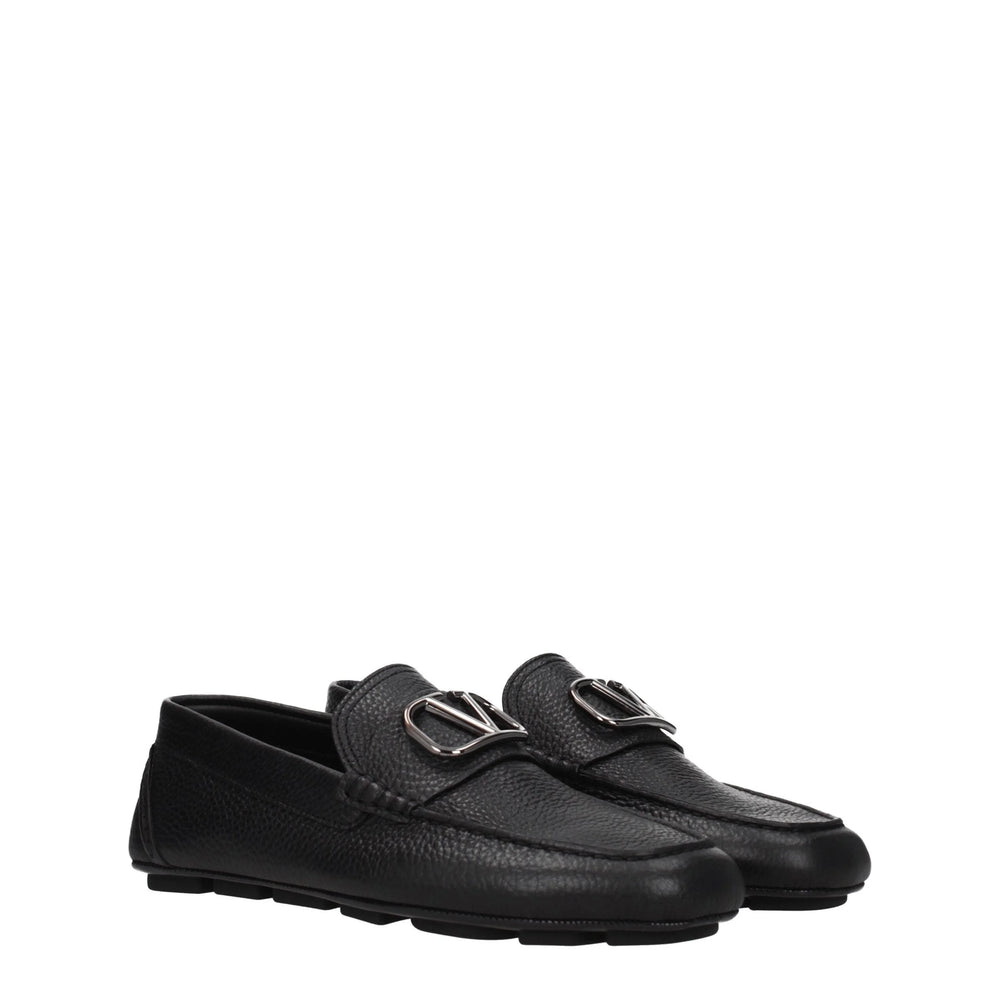 Valentino Garavani Black Leather Slip-On Loafers