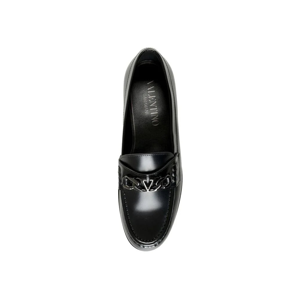 Valentino Garavani Black Leather Slip-On Loafers - EU42/US9