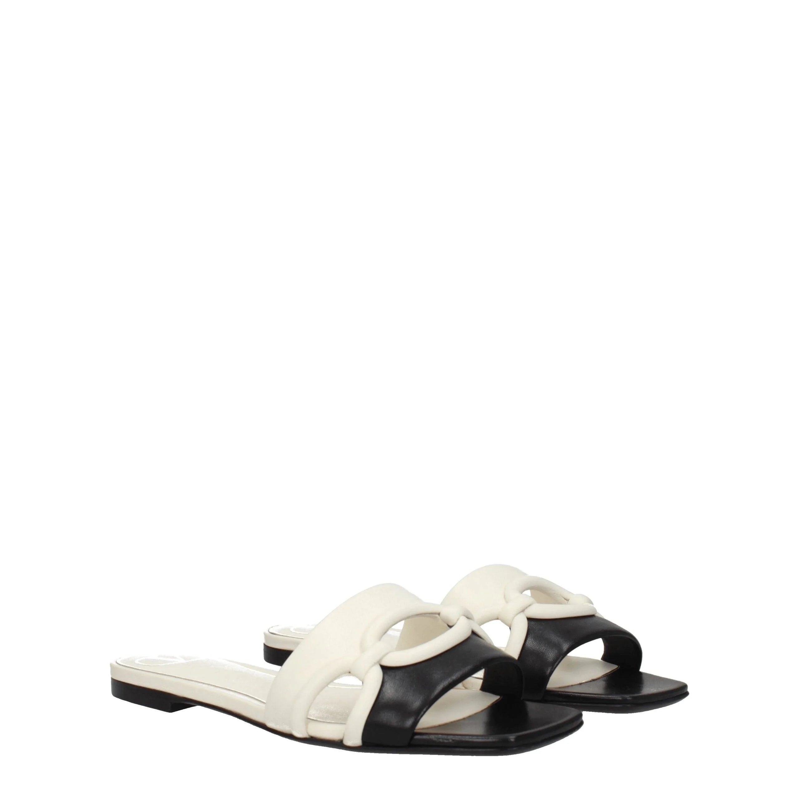 Valentino Garavani Black Leather Slippers Sandals