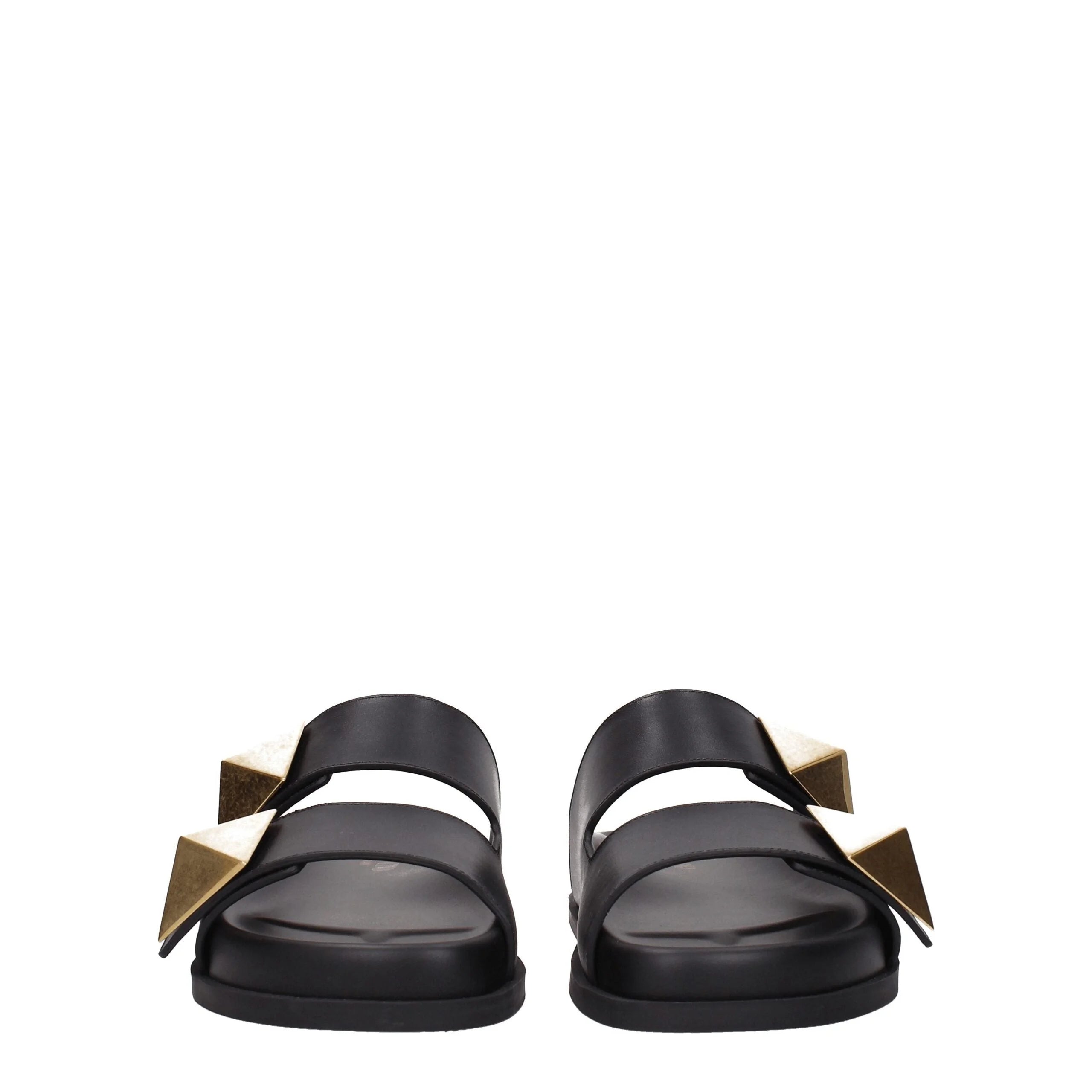 Valentino Garavani Black Leather Slippers Sandals - EU36/US6