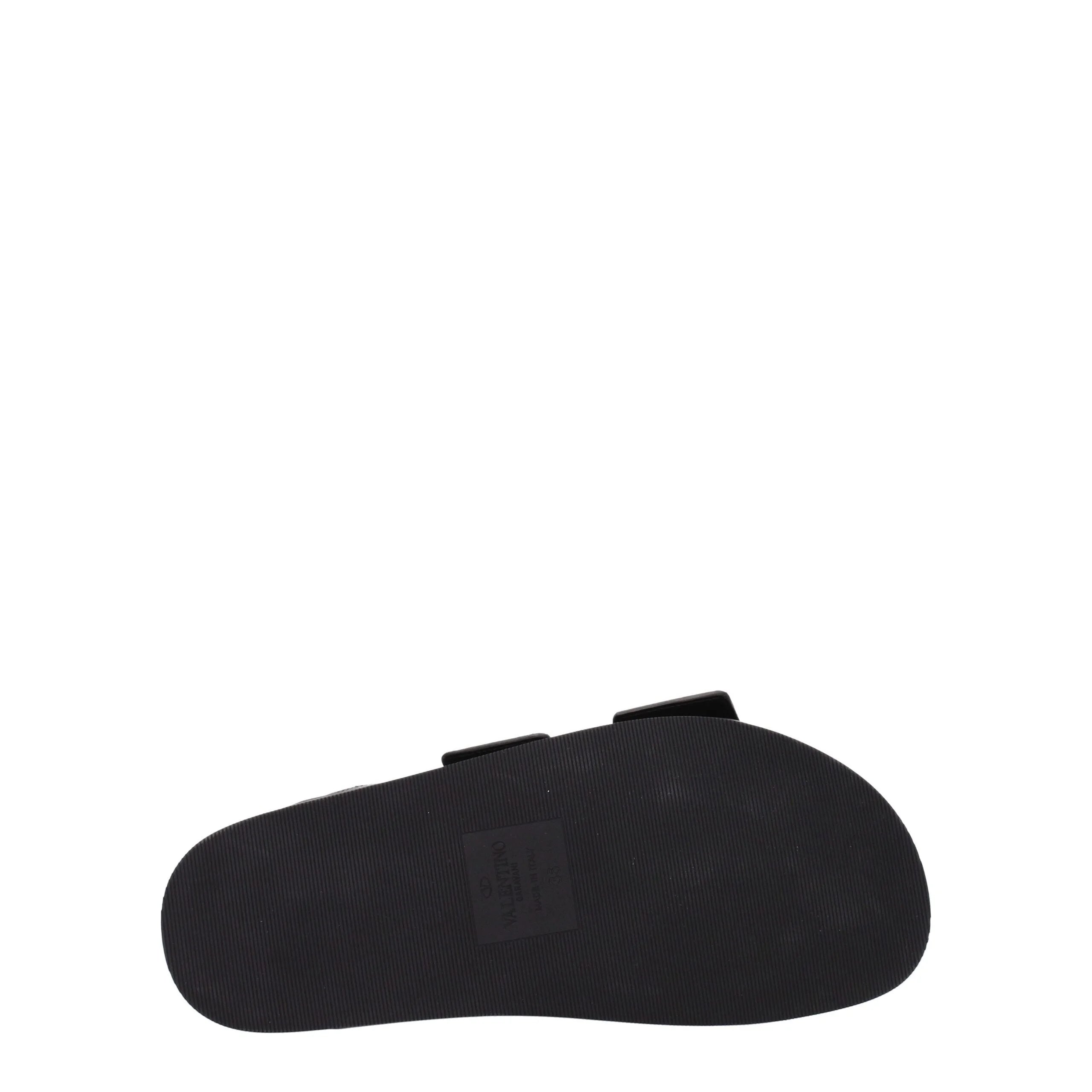 Valentino Garavani Black Leather Slippers Sandals - EU36/US6