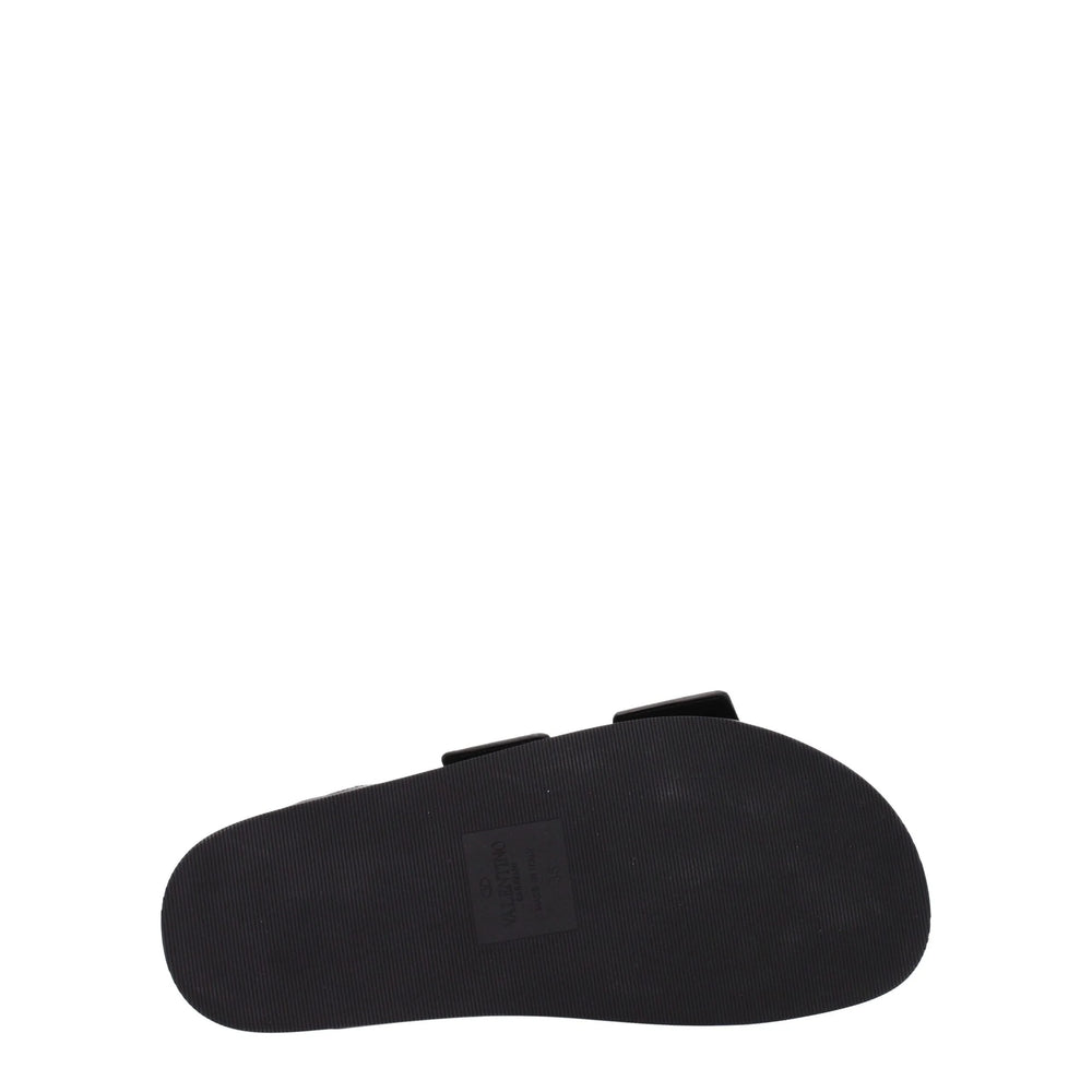 Valentino Garavani Black Leather Slippers Sandals - EU36/US6