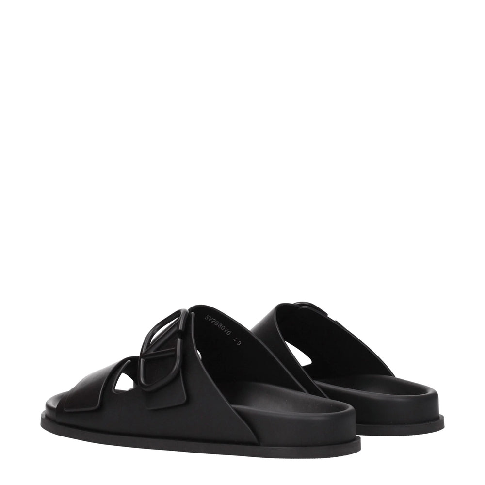 Valentino Garavani Black Leather Slippers Sandals - EU40/US7