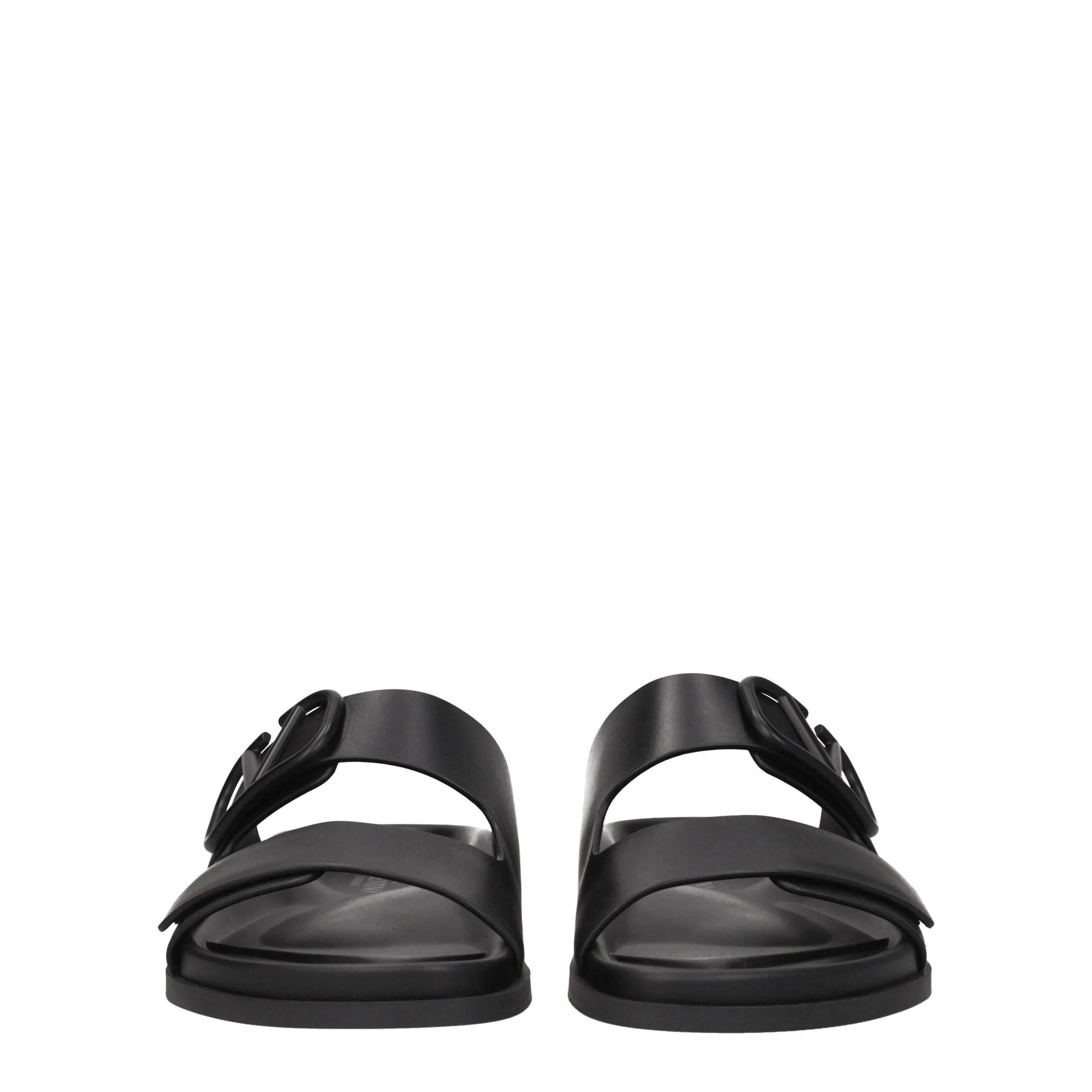 Valentino Garavani Black Leather Slippers Sandals - EU40/US7