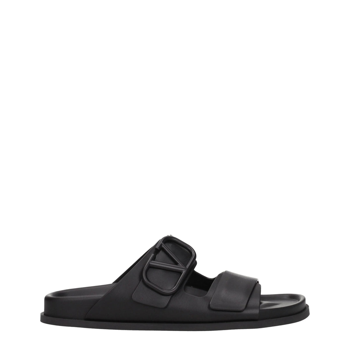 Valentino Garavani Black Leather Slippers Sandals - EU40/US7