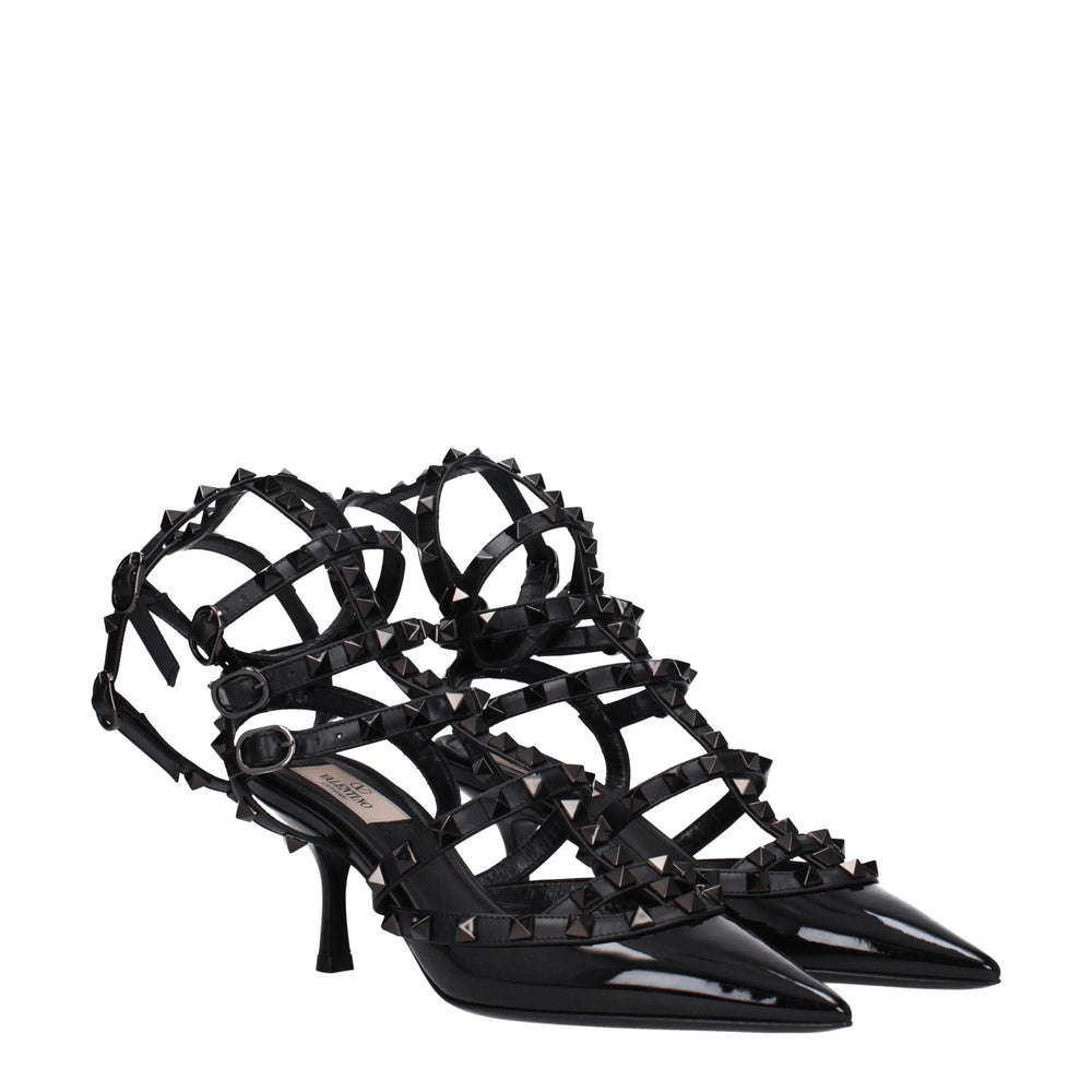Valentino Garavani Black Leather Stiletto Heels Sandals
