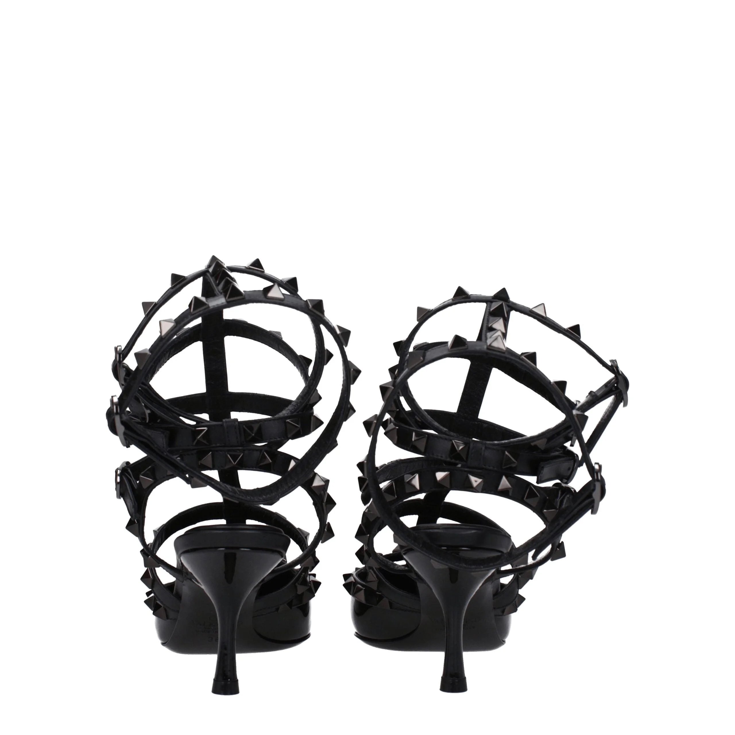Valentino Garavani Black Leather Stiletto Heels Sandals