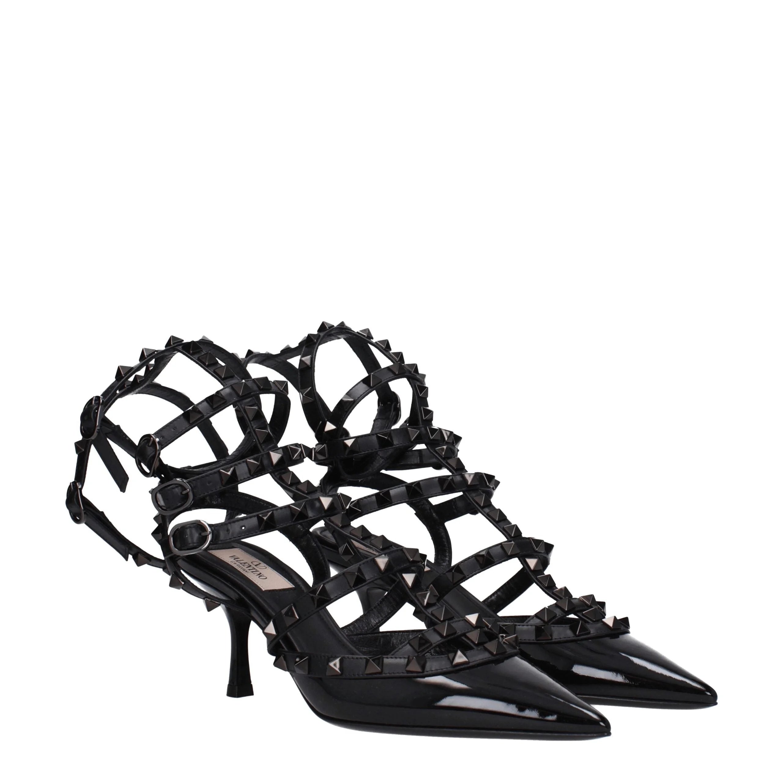 Valentino Garavani Black Leather Stiletto Heels Sandals - Sandals