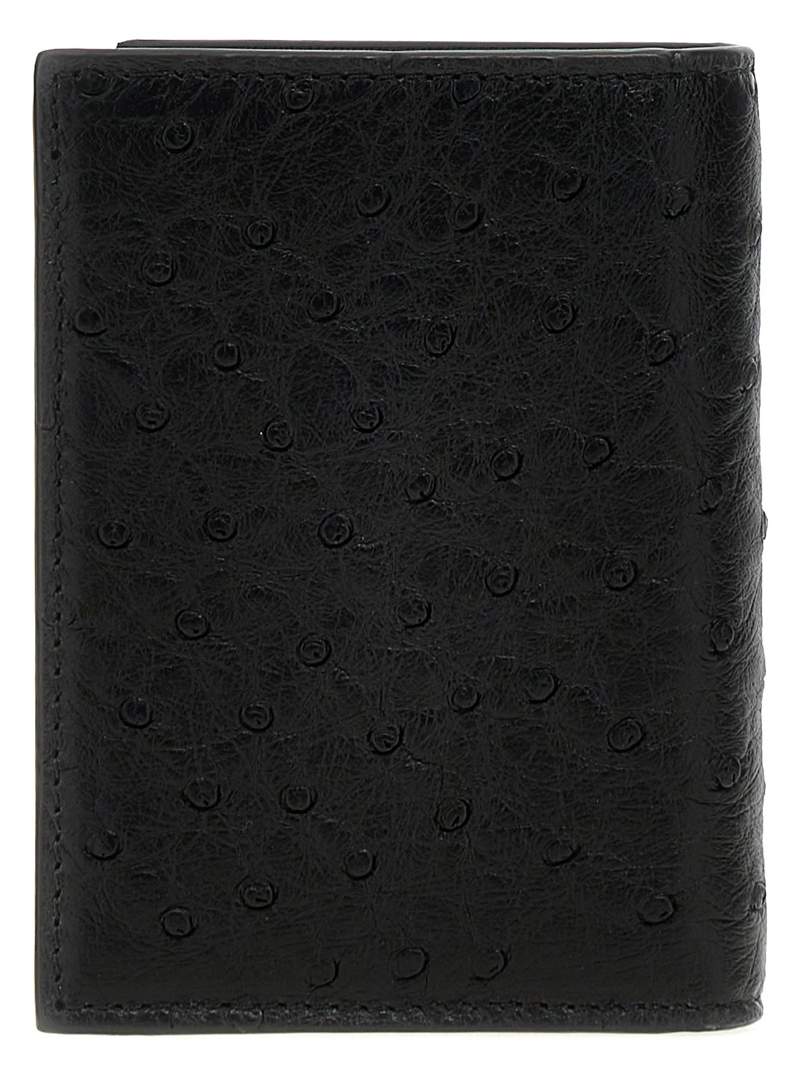 Valentino Garavani Black Ostrich Skin Cardholder