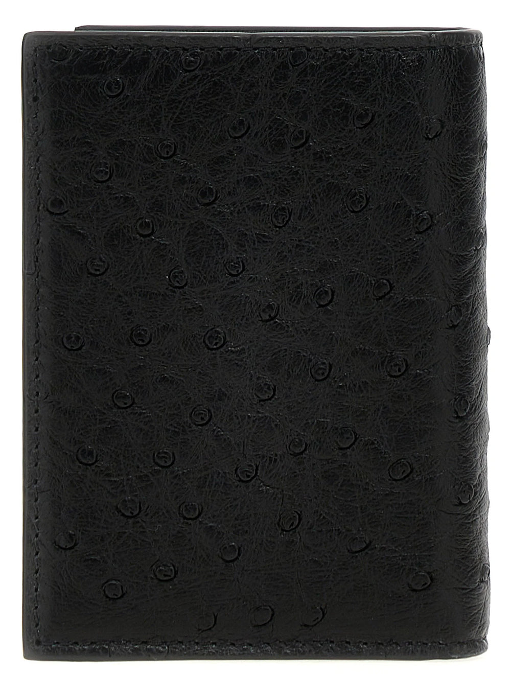 Valentino Garavani Black Ostrich Skin Cardholder