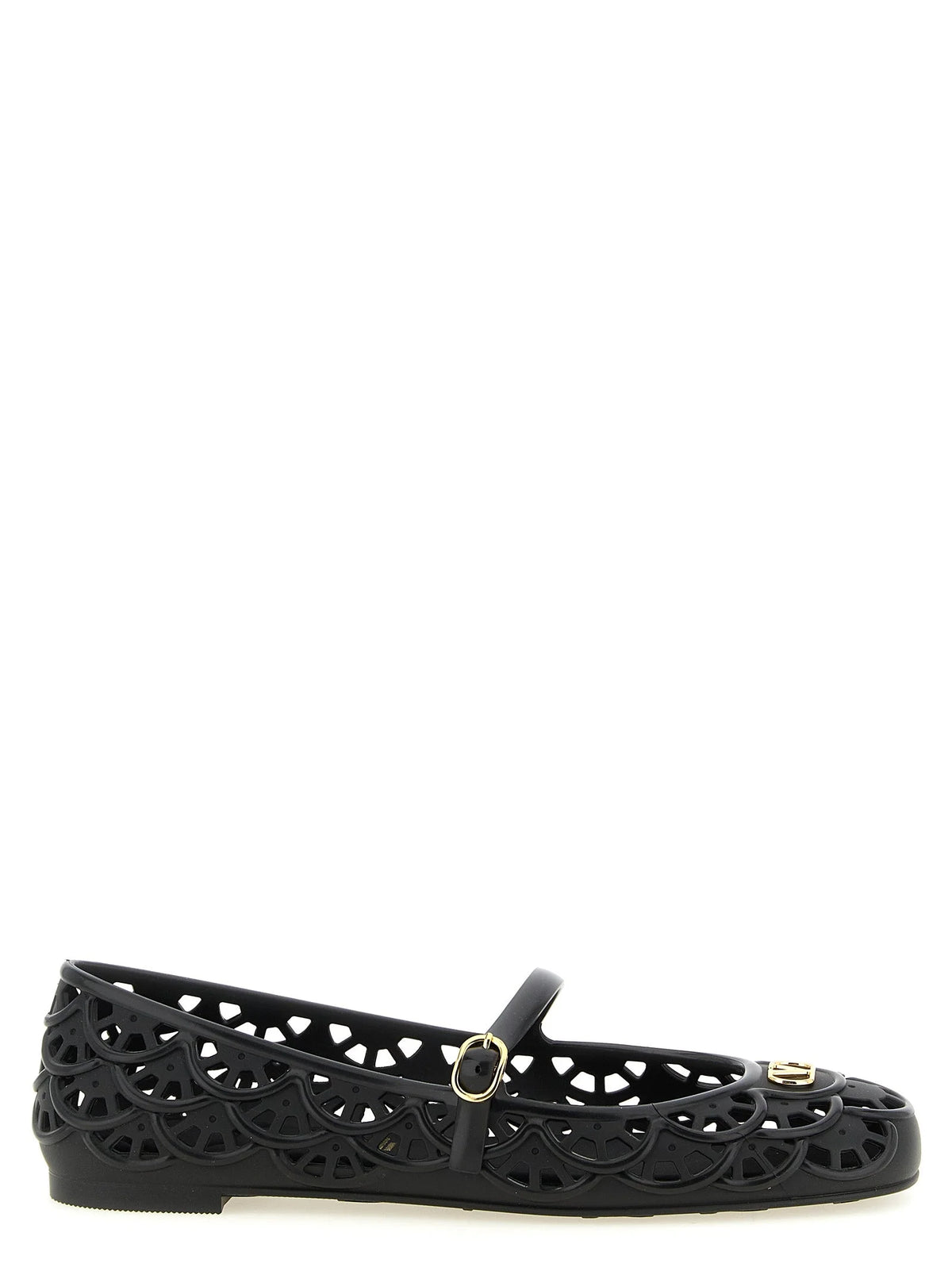 Valentino Garavani Black Polyvinyl Ballet Flats