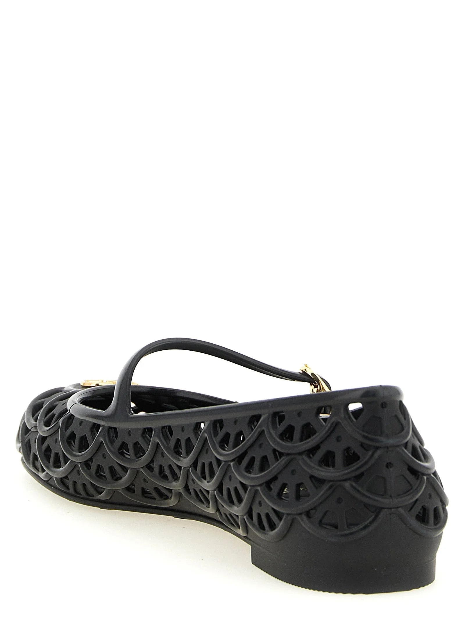 Valentino Garavani Black Polyvinyl Ballet Flats