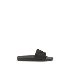 Valentino Garavani Black Rubber Flat Sandals