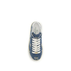 Valentino Garavani Blue Calf Leather Bos Taurus Low Top Sneakers