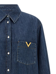 Valentino Garavani Blue Cotton Blouse