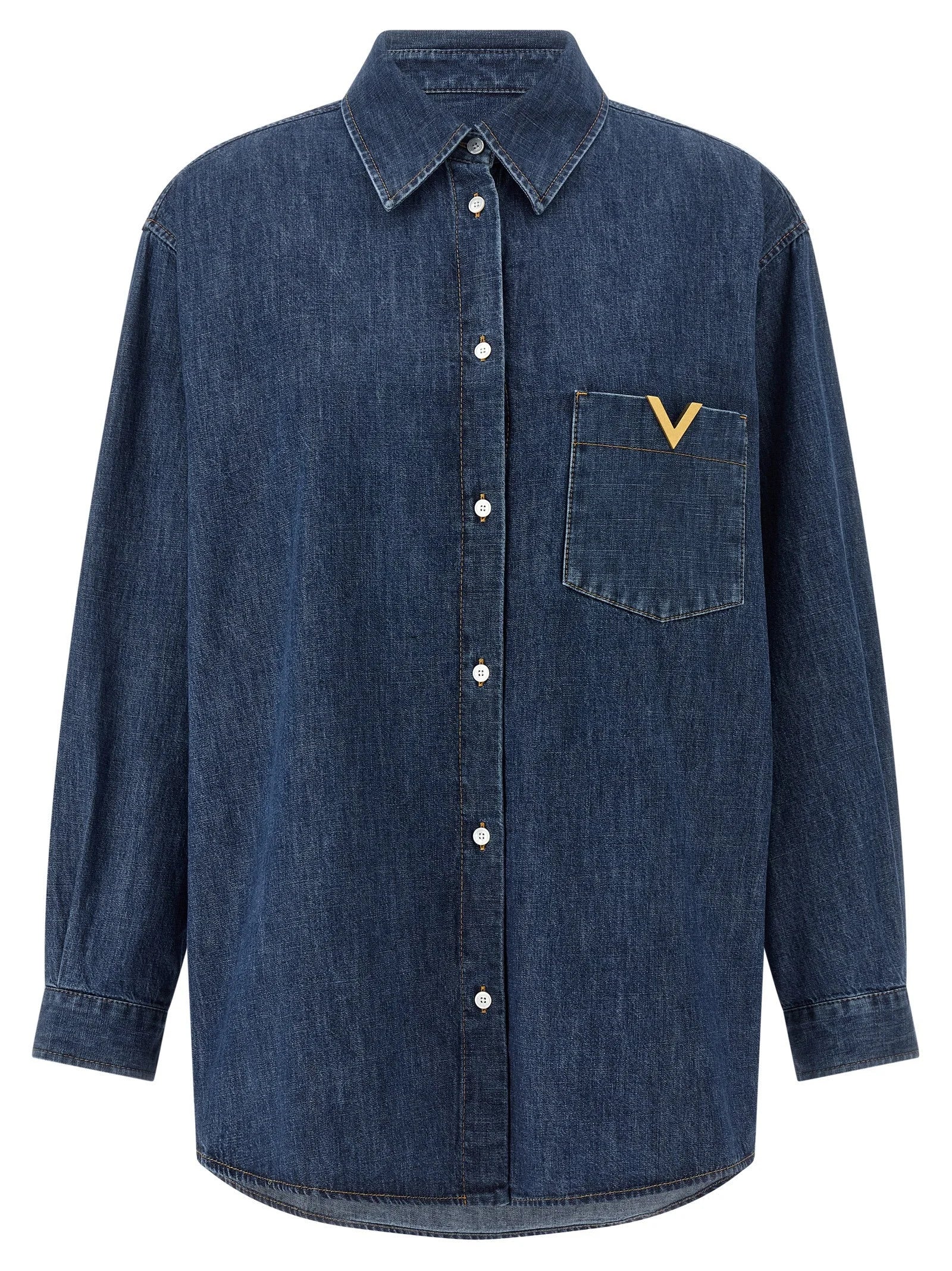 Valentino Garavani Blue Cotton Blouse