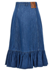 Valentino Garavani Blue Cotton Midi Skirt