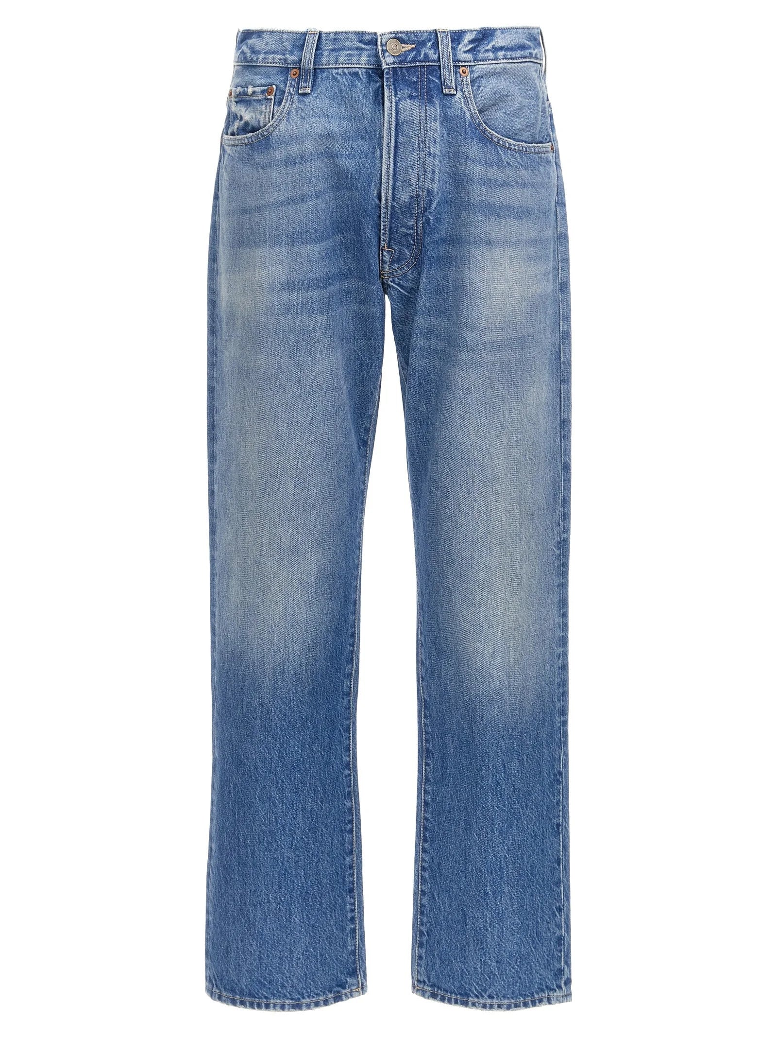 Valentino Garavani Blue Cotton Straight-Leg Jeans