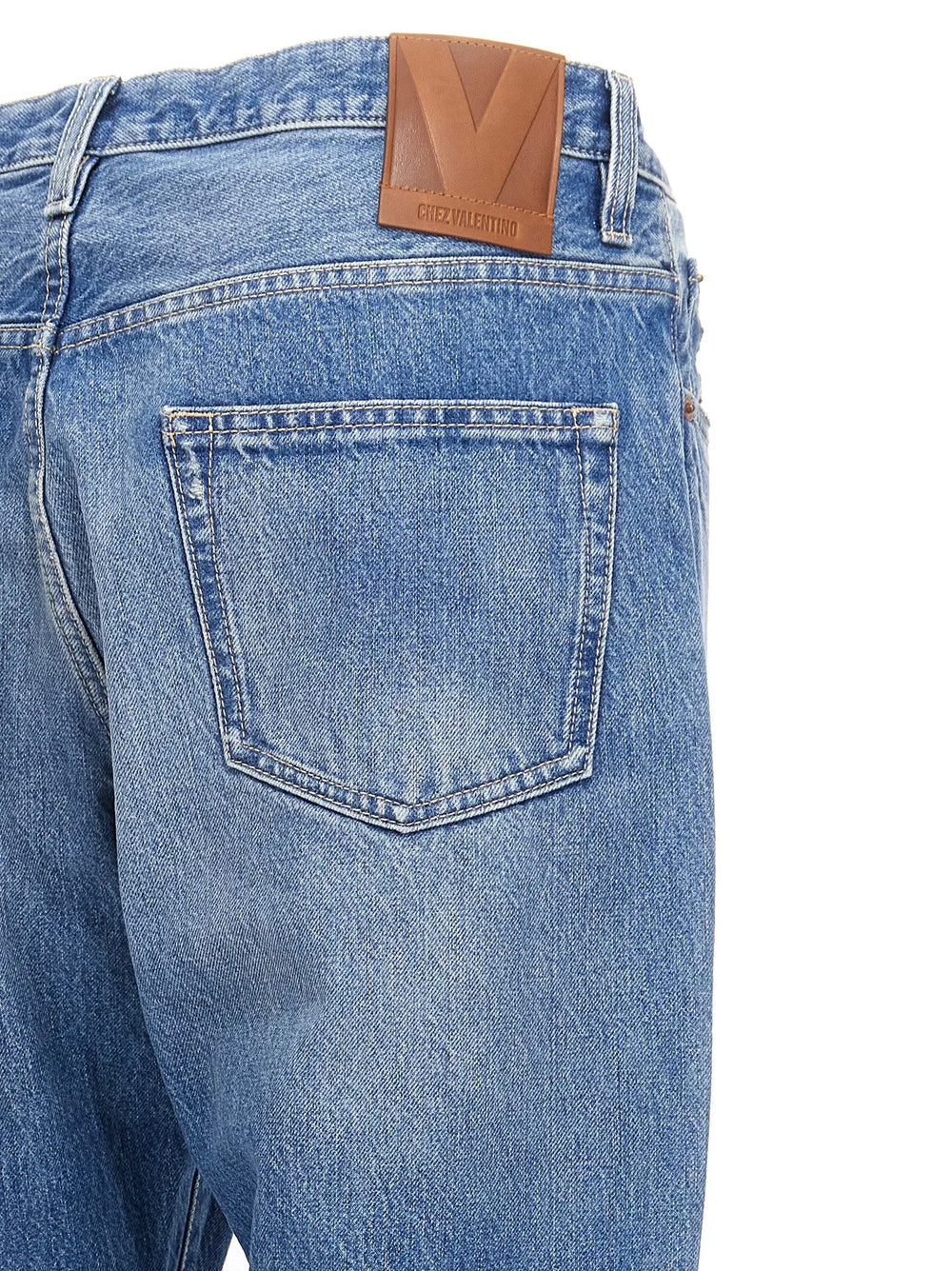 Valentino Garavani Blue Cotton Straight-Leg Jeans