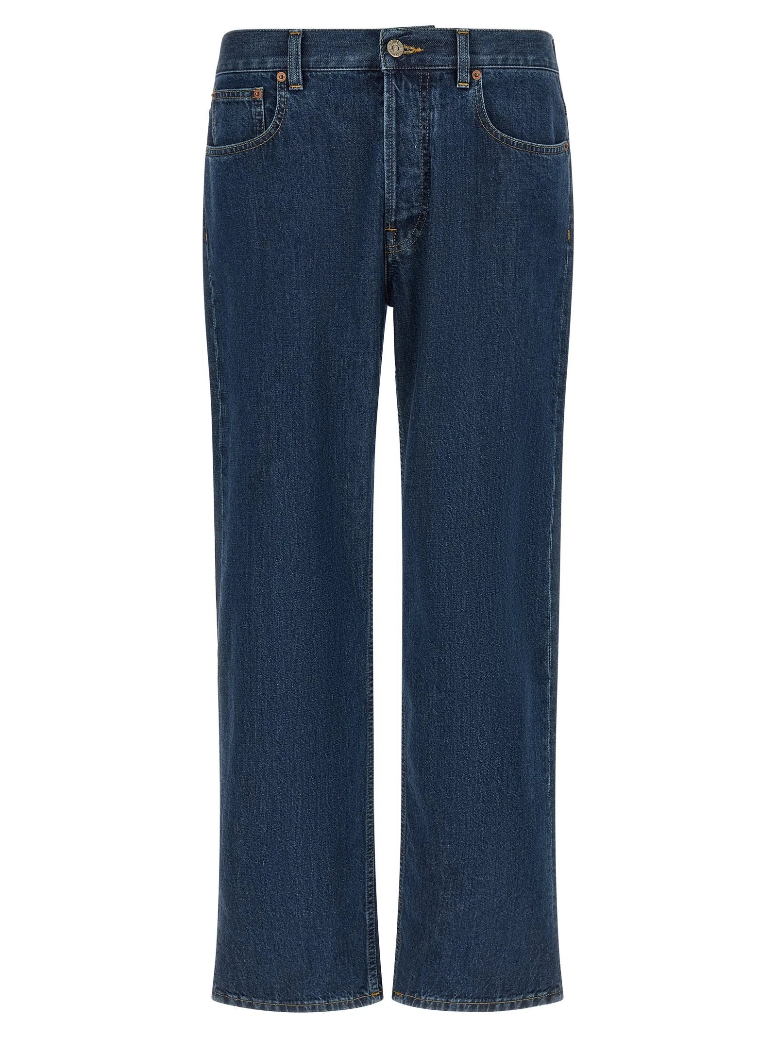 Valentino Garavani Blue Cotton Straight-Leg Jeans