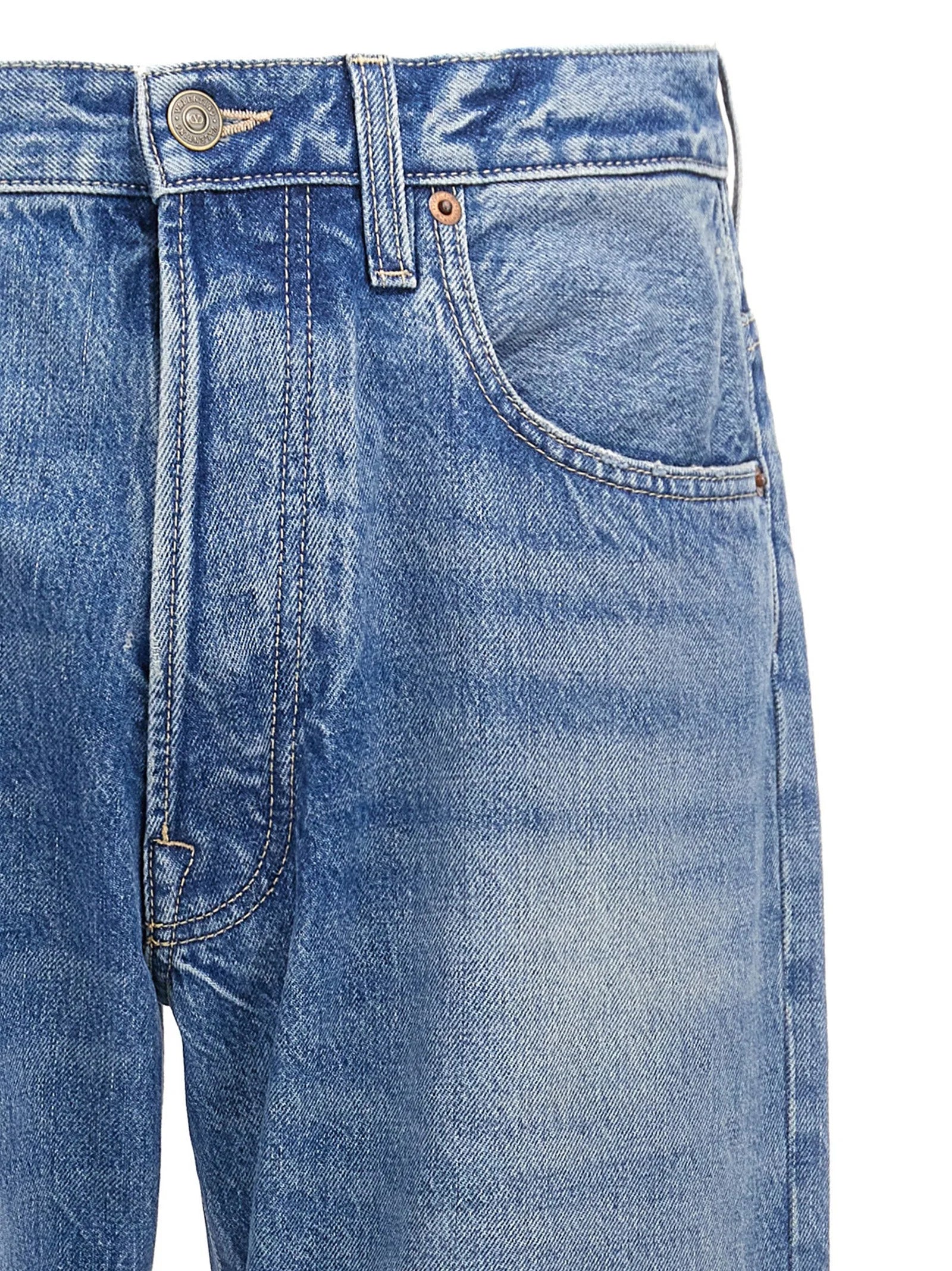 Valentino Garavani Blue Cotton Straight-Leg Jeans