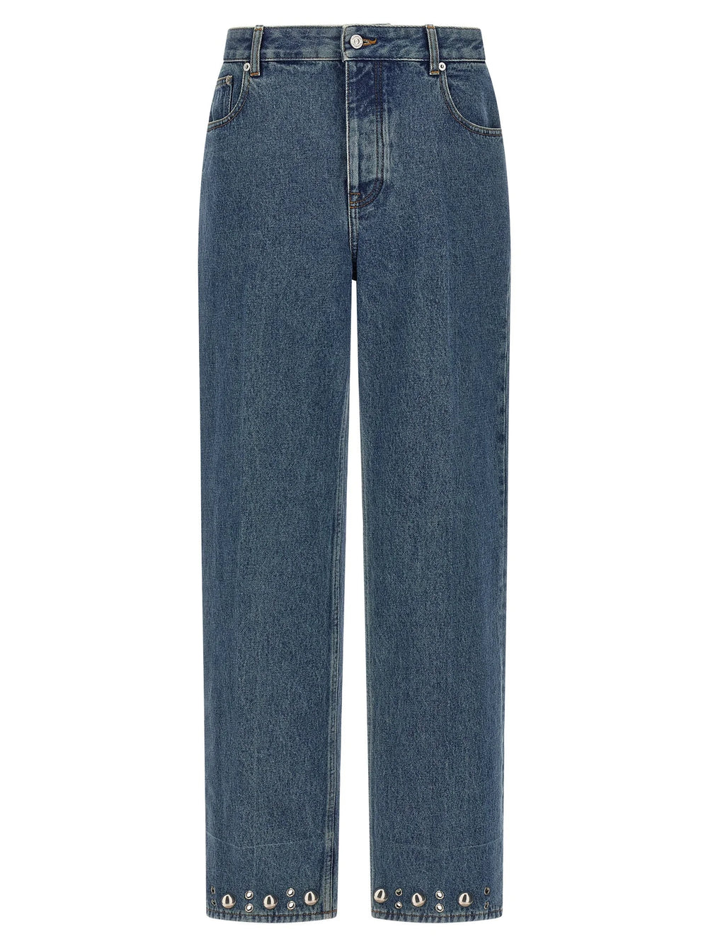 Valentino Garavani Blue Cotton Straight-Leg Jeans