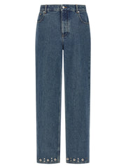 Valentino Garavani Blue Cotton Straight-Leg Jeans