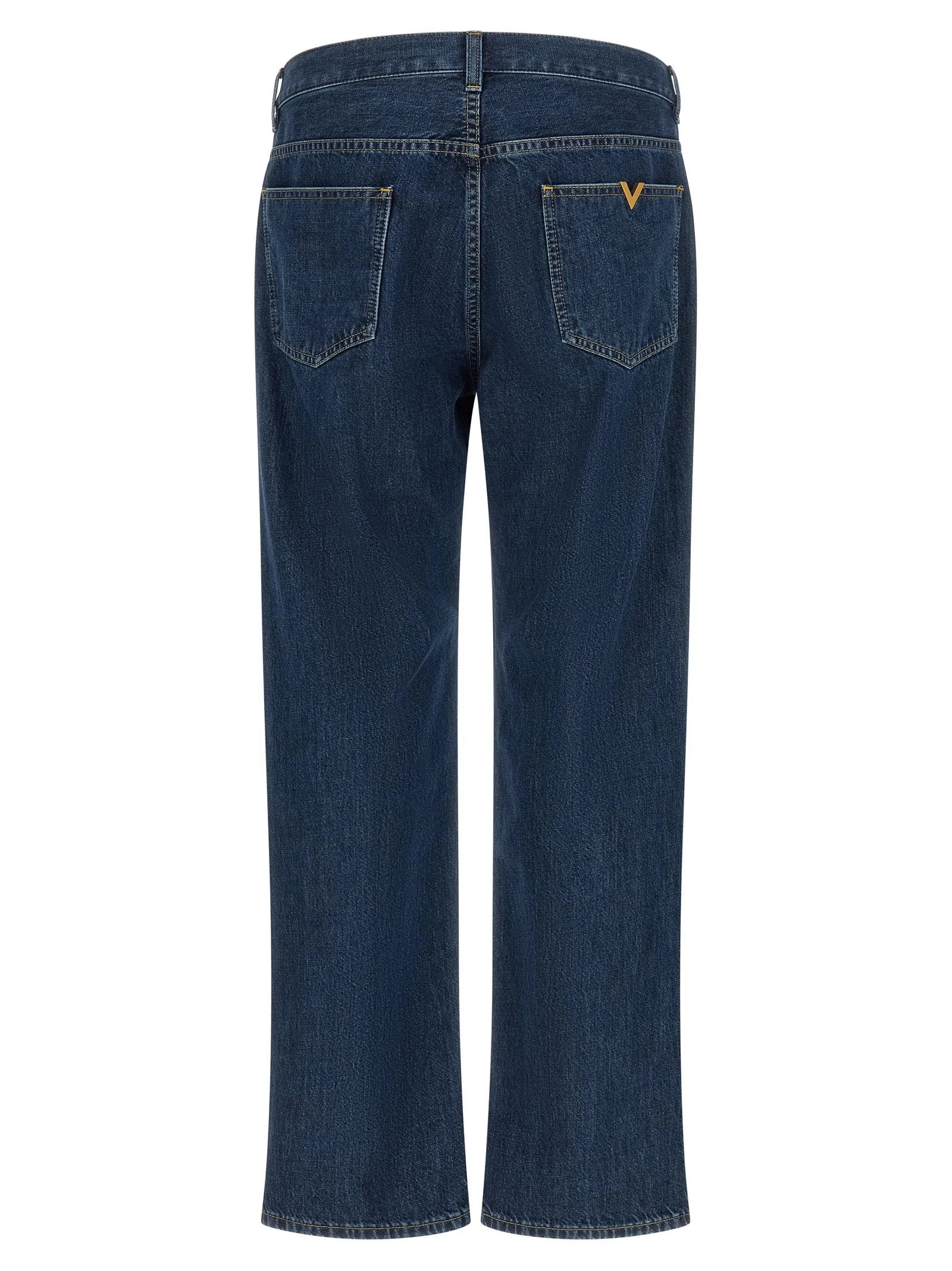 Valentino Garavani Blue Cotton Straight-Leg Jeans