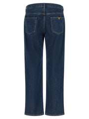 Valentino Garavani Blue Cotton Straight-Leg Jeans