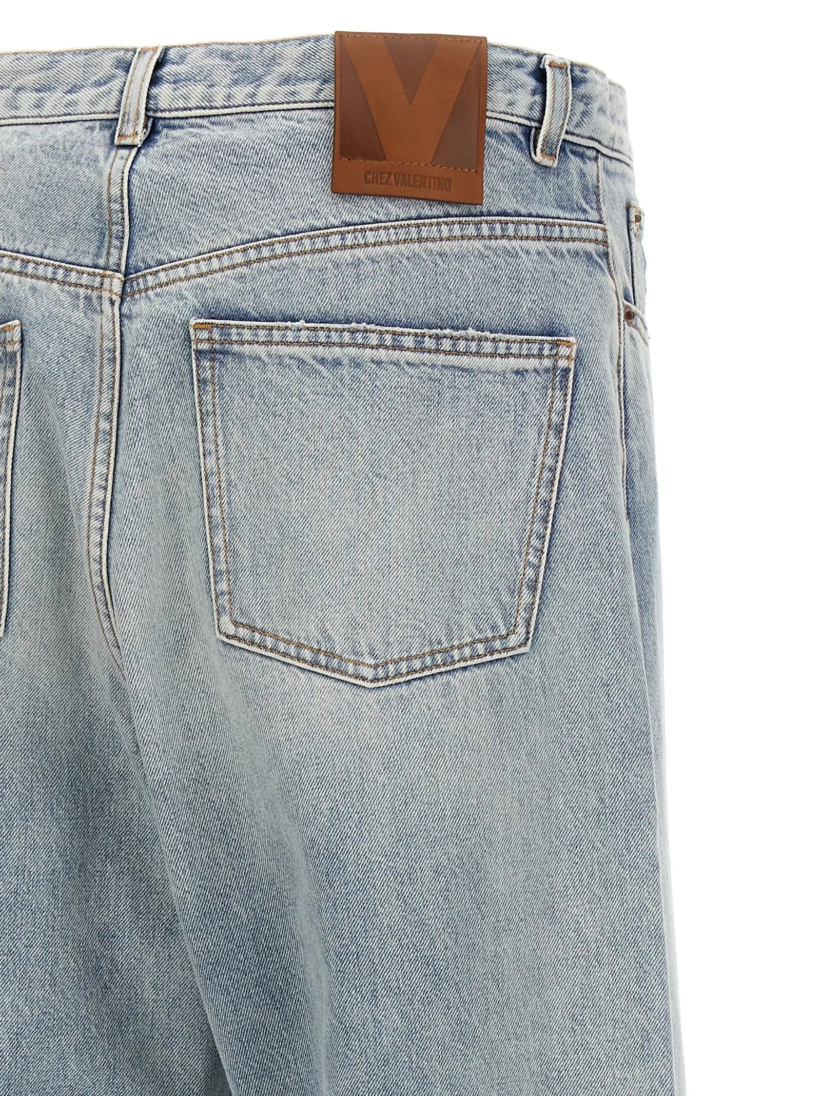Valentino Garavani Blue Cotton Straight-Leg Jeans - W32